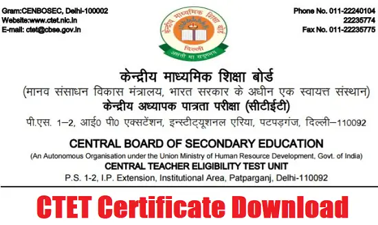 ctet certificate download